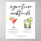 Cosmopolitan Gin & Tonic Signature Cocktails Menu Poster (Voorkant)