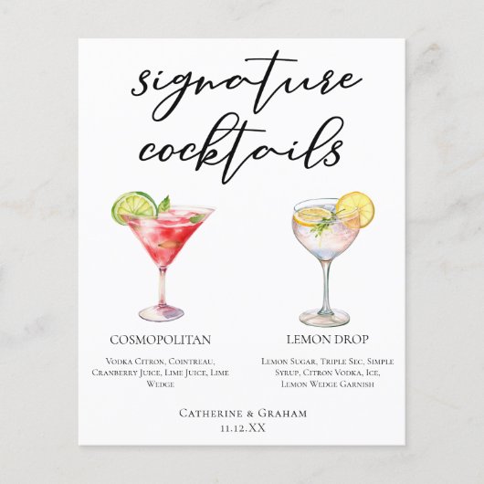 Cosmopolitan Lemon Drop Signature Cocktails Menu (Voorkant)