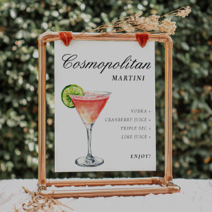 Cosmopolitan Martini Teken Handtekening Drink Poster
