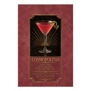 Cosmopolitan Recept Poster Bar Kunst Perfect Poster