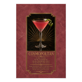 Cosmopolitan Recept Poster | Bar Kunst Perfect Poster