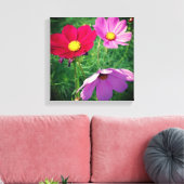 Cosmos Bloem Trio Canvas Afdruk (Insitu (Woonkamer))