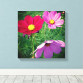 Cosmos Bloem Trio Canvas Afdruk (Insitu (Houten vloer))