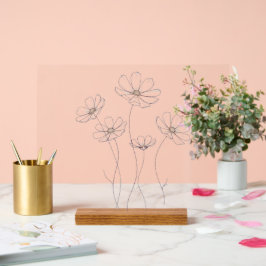 cosmos bloemontwerp - Minimalistische fijne lijn Acryl Bord