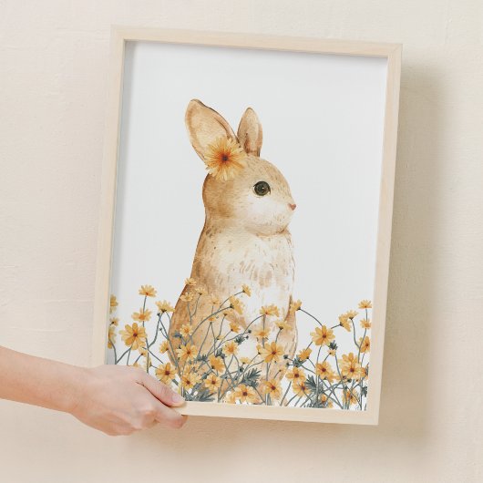 Cosmos Bunny Flower Woodland kwekerij Decor Poster