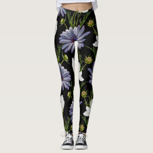 Cosmos Daisy Bloemen Naadloze Collage Leggings