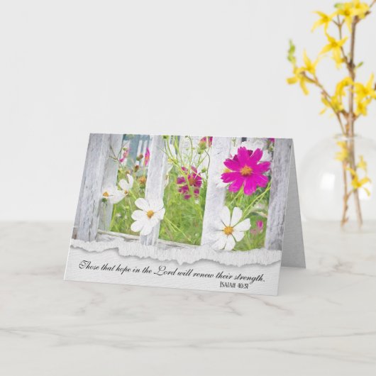 Cosmos Fleur Dans La Clôture Bible Verse Carte (Fleur jaune)