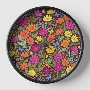 Cosmos Fleurs Papillons Art Horloges Abstraits
