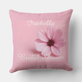 Cosmos Floral Rose Pâle Coussin de Mariage Sur Mes (Verso)