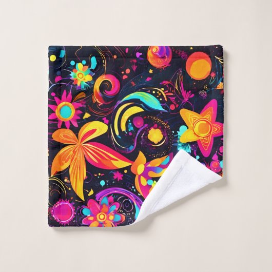 Cosmos floraux psychédéliques (Gant de toilette)