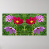 Cosmos Flower Trio Mirror Abstract Poster (Voorkant)
