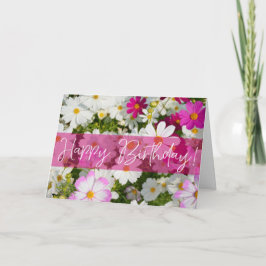 Cosmos Flowers Birthday Wenskaart Kaart