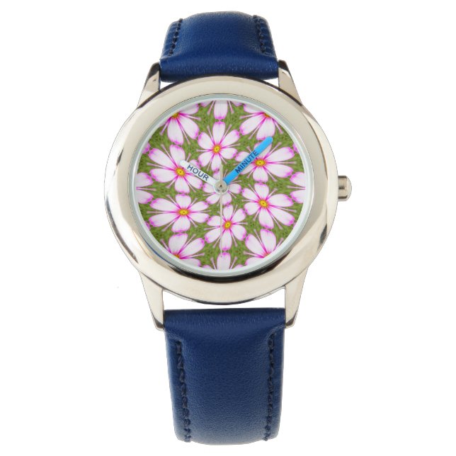 Cosmos Flowers Pattern Horloge (Voorkant)