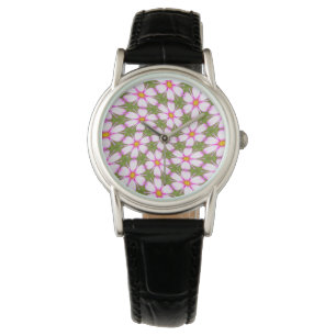 Cosmos Flowers Pattern Horloge