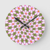 Cosmos Flowers Pattern Ronde Klok (Voorkant)