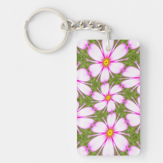 Cosmos Flowers Pattern Sleutelhanger (Voorkant)