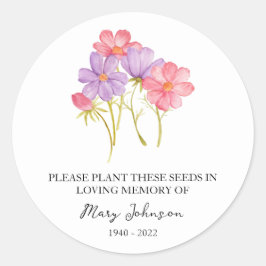 Cosmos Memorial Funeral Seed Packet Ronde Sticker