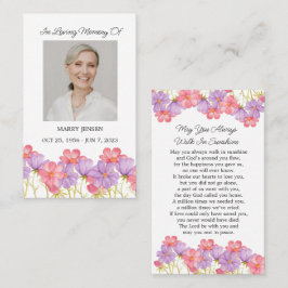 Cosmos Memorial Photo Funeral Prayer Card Visitekaartje