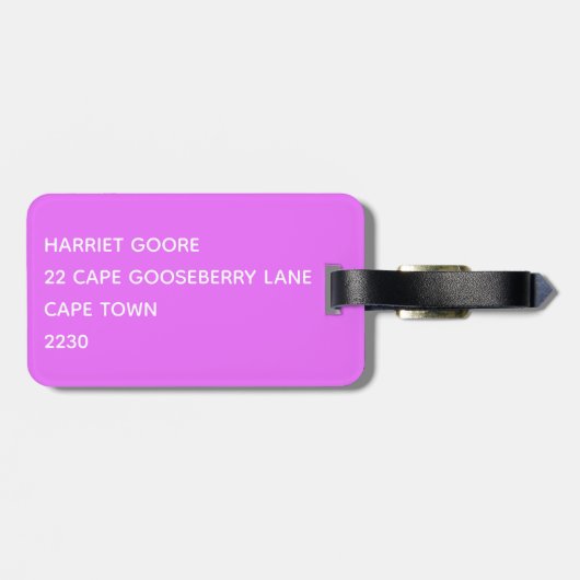 Cosmos paarse kleurnaam bagagelabel (Achterkant horizontaal)