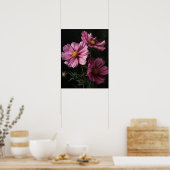 Cosmos rose Fleurs Art Imprimer Poster (Cuisine)