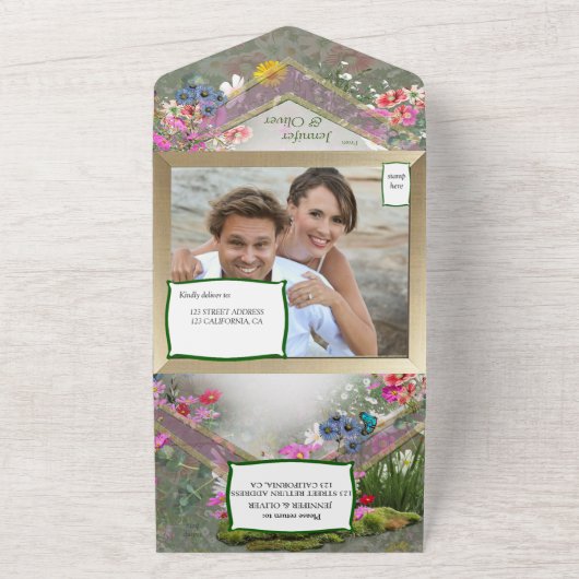 Cosmos Wilderness Wild-Flowers All In One Uitnodiging (Buitenkant)