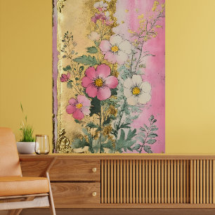 Cosmosbloemen in volle bloei met bloemblaadjes in poster