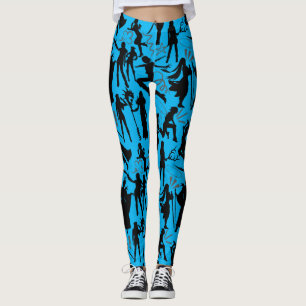Cosplay Anime acties patroon.w L Blauw BG Leggings