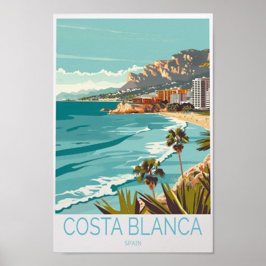 Costa Blanca Espagne Affiche de voyage, Espagne Co (Devant)