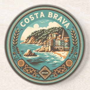 Costa Brava Spanje Reizen Art Badge Zandsteen Onderzetter