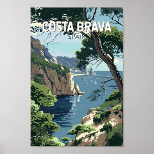 Costa Brava Spanje Reizen Kunst Vintage Poster