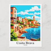 Costa Brava Spanje Vintage reisillustratie Briefkaart (Voorkant)