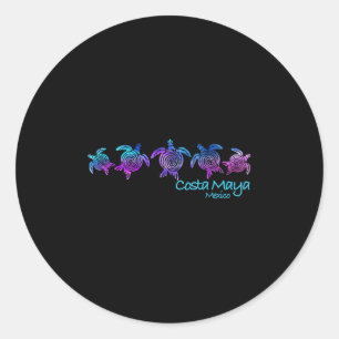 Costa Maya Beach Design _ Tribal Turtle Gift Ronde Sticker