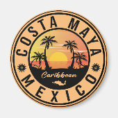 Costa Maya Mexico Retro Sunset Souvenirs Palm Tree Magneet (Voorkant)