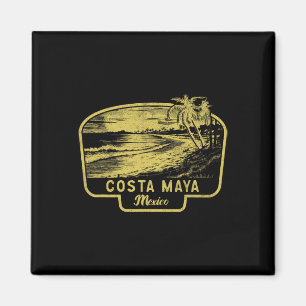 Costa Maya Mexico Strand Surfen Vintage Blauw Mann Magneet