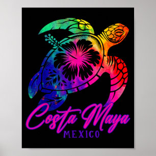 Costa Maya Mexico Tie Dye Zeeschildpad Hibiscus St Poster