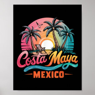 Costa Maya Mexico Tropical Sunset Beach Souvenir V Poster