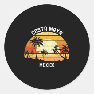 Costa Maya Mexico Vacation Souvenir Sunset Beach Ronde Sticker