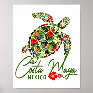 Costa Maya Mexico Zeeschildpad Trocal Hibiscus Vak Poster
