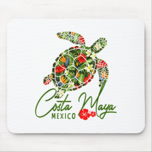 Costa Maya Mexico Zeeschildpad Tropische Hibiscus Muismat