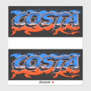 Costa prénom nom autocollant graffiti sticker