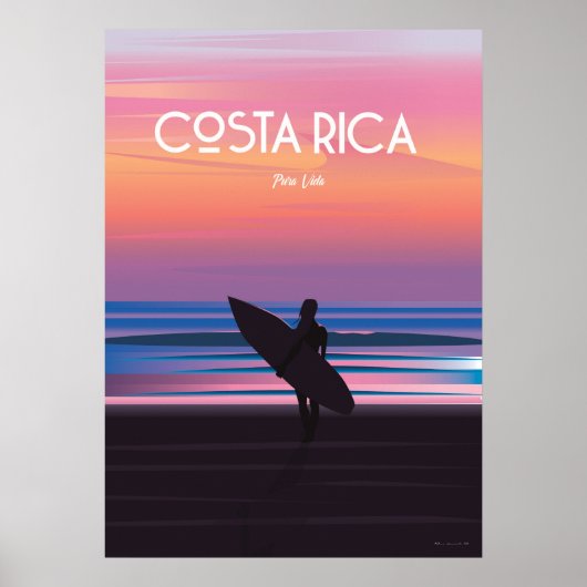 Costa Rica affiche de voyage surf de plage (Devant)