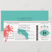 Costa Rica Boarding Pass bruiloft Kaart (Voorkant / Achterkant)