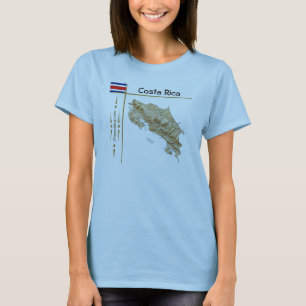Costa Rica Carte + Drapeau + Titre T-shirt