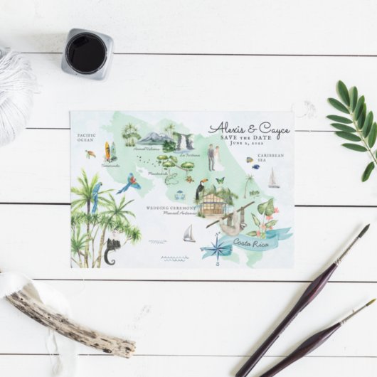 Costa Rica | Carte Itinéraire De Mariage De Destin