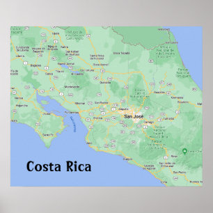 Costa Rica Carte Poster Imprimer