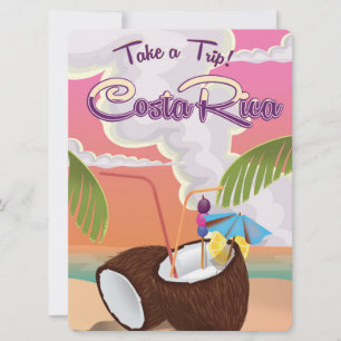 Costa Rica Cartoon reisposter. Kaart