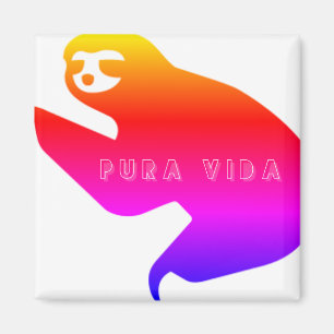 Costa Rica Colorful Pura Vida Sloth Souvenir Magneet