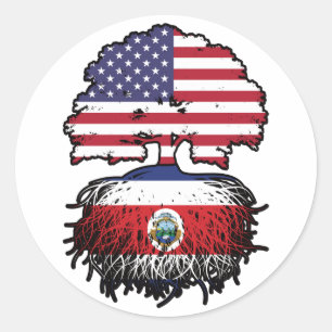 Costa Rica Costa Rica American American USA Tree R Ronde Sticker
