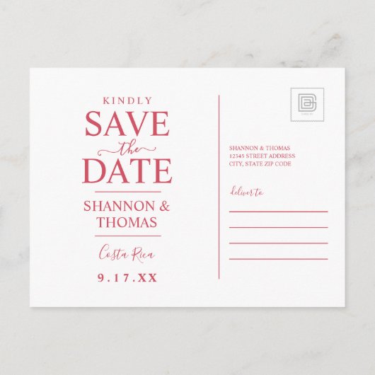 Costa Rica | Datum opslaan Uitnodiging Briefkaart (Achterkant)