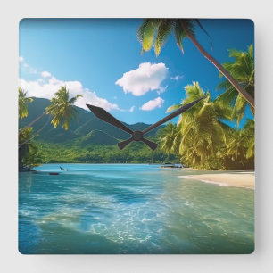 Costa Rica Eiland Paradijs Vierkante Klok